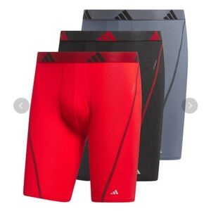 adidas Men's Boxer Briefs - Vibrant Red, Classic Black, Sleek Gray